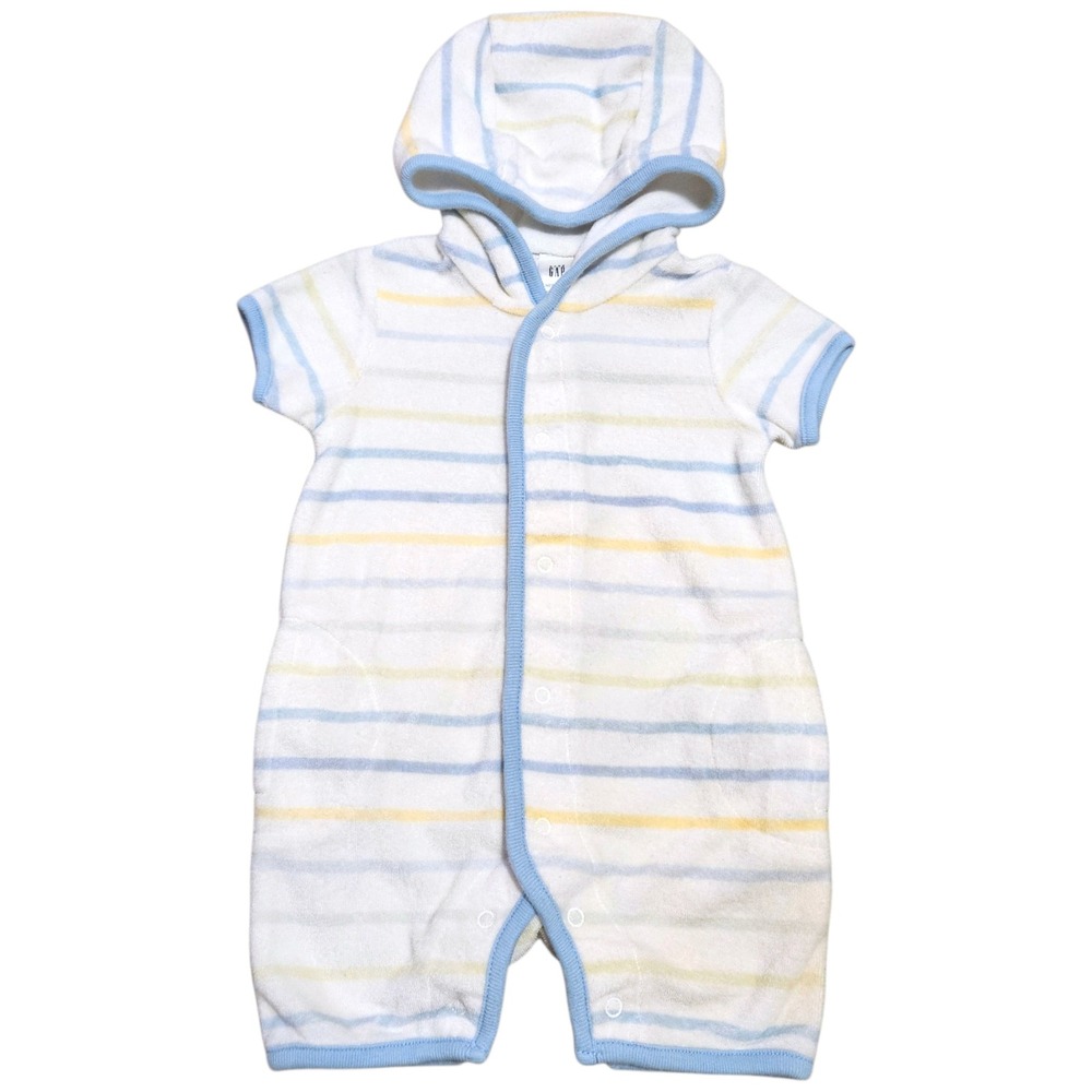 Vintage Baby GAP Hooded Terry Cloth Swim Cover Up Romper 0-3 Months 2005 Pool - Picture 1 of 10